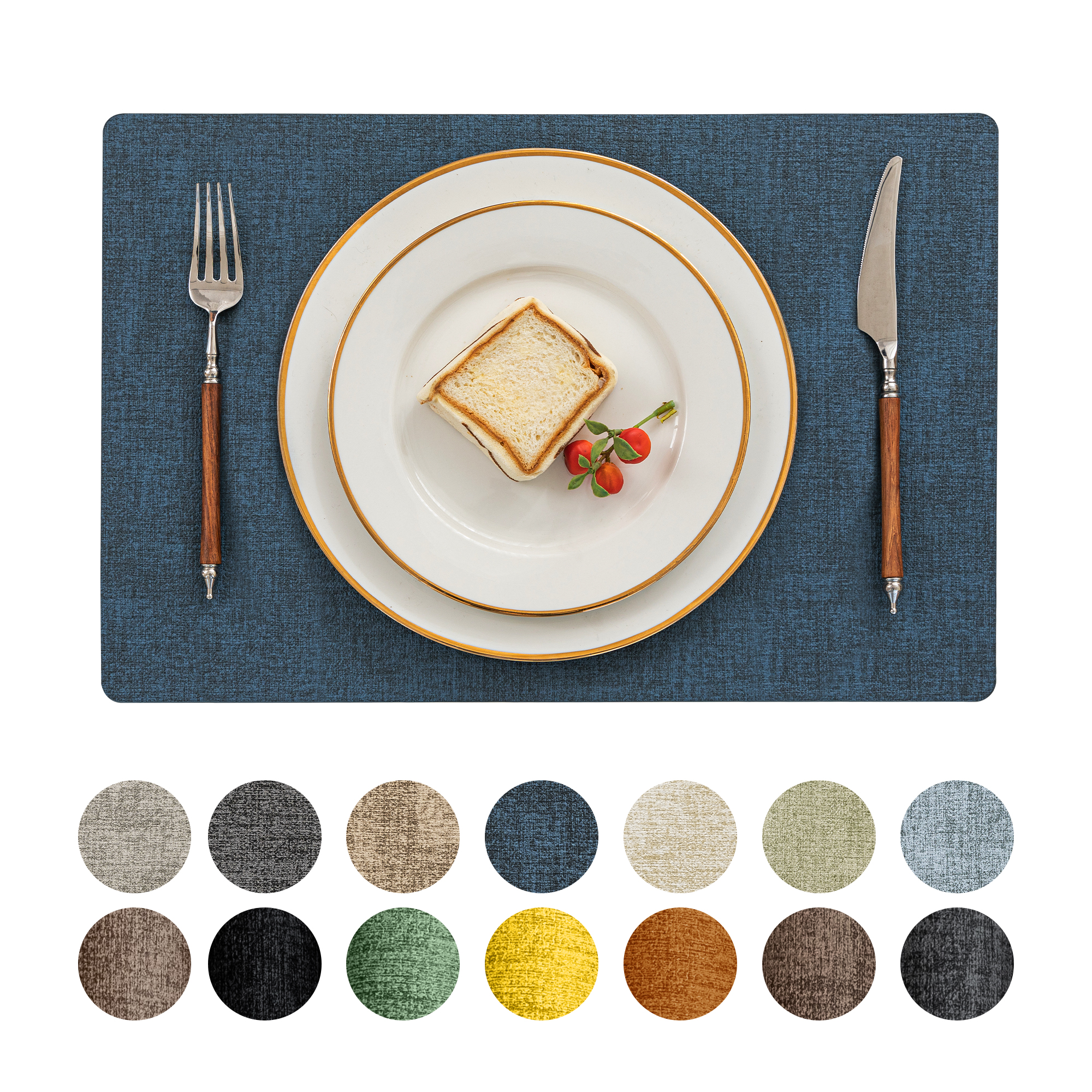 Romanstile Placemats Navy Blue Placemat Leather Table Mats Set of 6