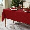 thumbnail image 1 of Romanstile Christmas Rectangle Tablecloth, Jacquard Waterproof Damask Floral Polyester Table Cloth, Waterproof Wipeable Table Cover for Dining, Holiday, Party Decor (Red, 60 x 84 Inch), 1 of 8