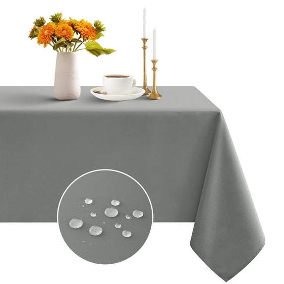 Romanstile Rectangle Tablecloth 60x120 inch Stain and Wrinkle Resistant Washable Polyester Table Cloth for Kitchen Dining/Party/Wedding,Light Grey