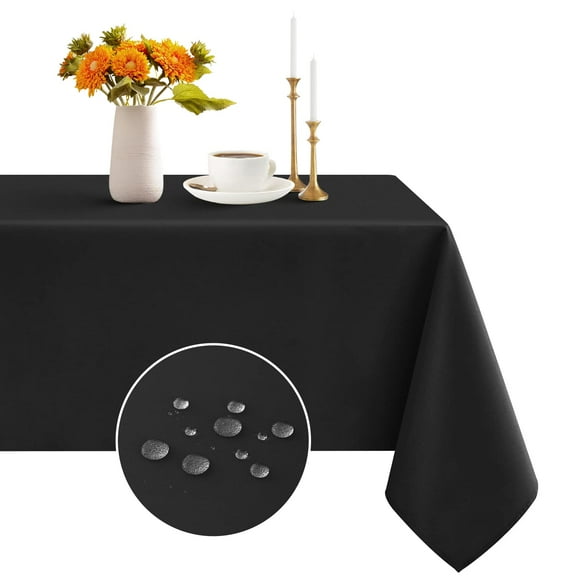 Romanstile Rectangle Tablecloth 60x84 inch Stain and Wrinkle Resistant Washable Polyester Table Cloth for Kitchen Dining/Party/Wedding,Black