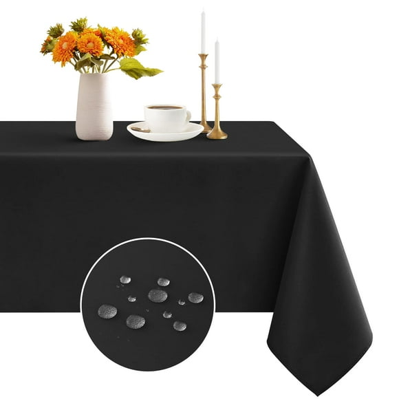 Romanstile Rectangle Tablecloth 60x84 inch Stain and Wrinkle Resistant Washable Polyester Table Cloth for Kitchen Dining/Party/Wedding,Black