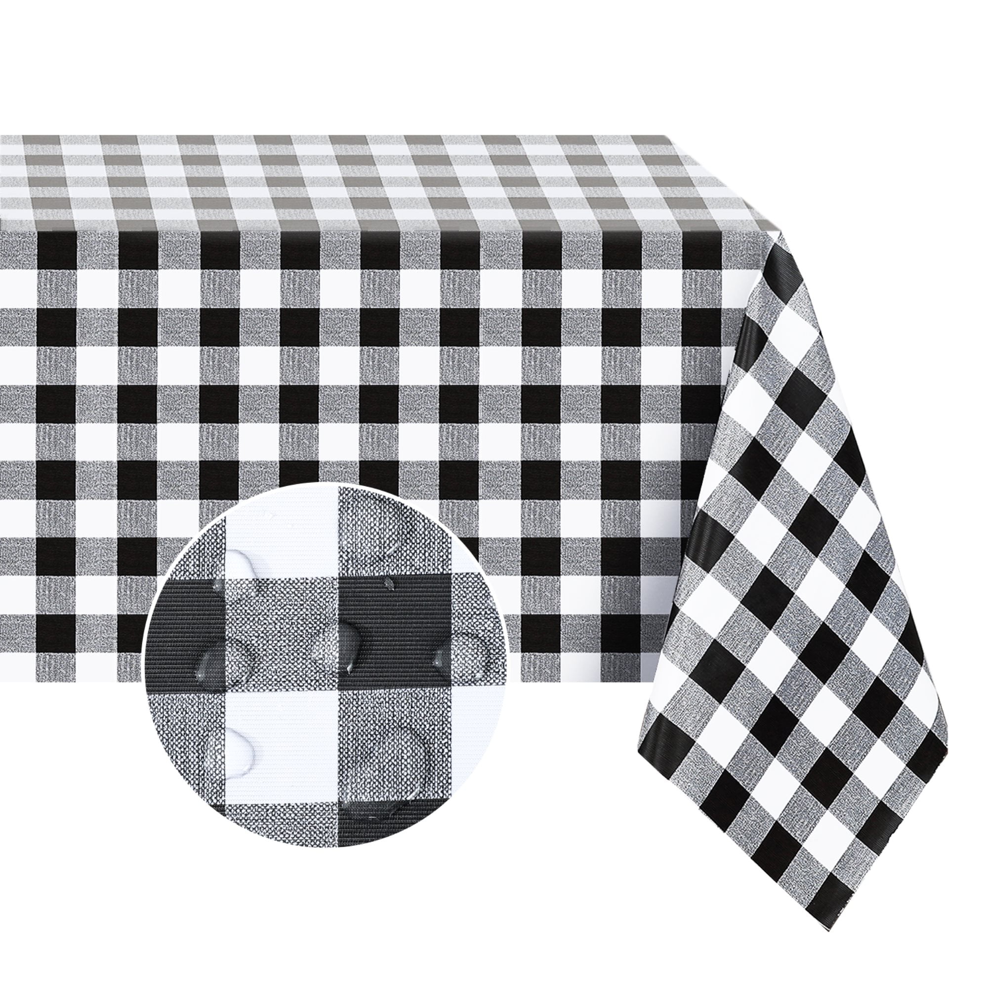 Romanstile Rectangle Vinyl PVC Tablecloth, Picnic Tablecloth 100% Plaid ...