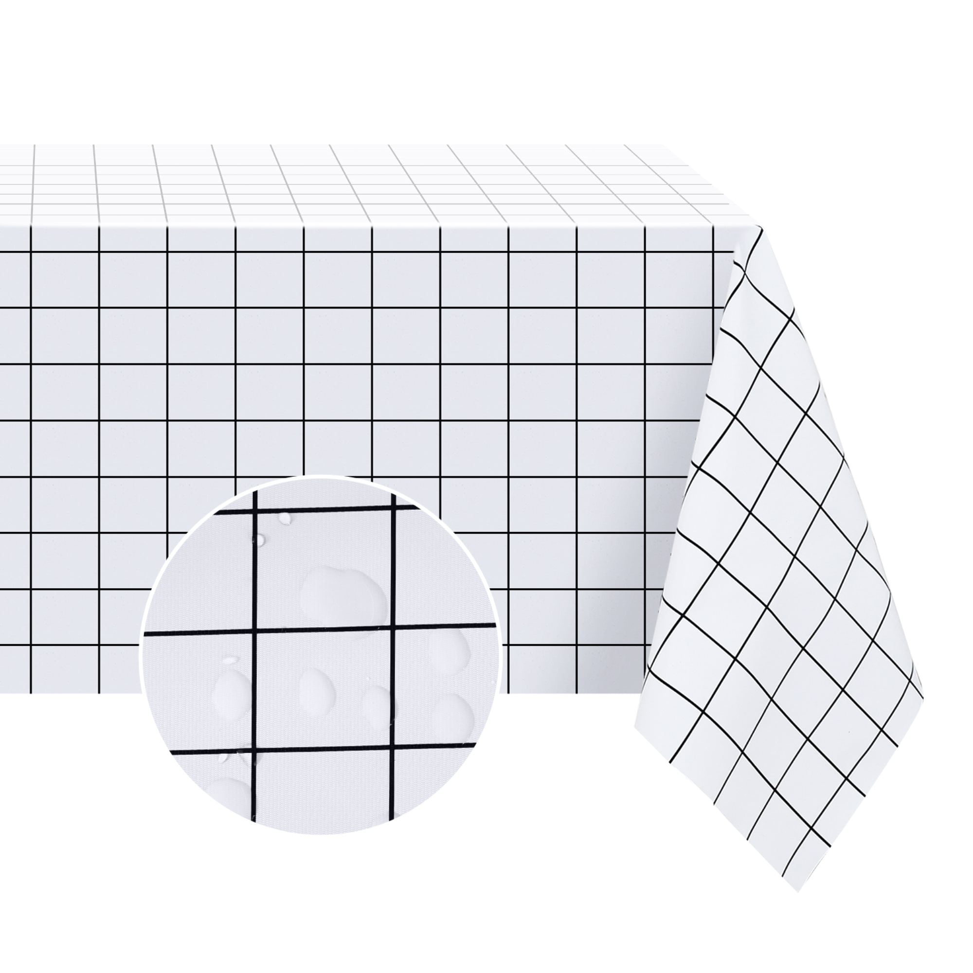 Romanstile Rectangle Tablecloth Vinyl Tablecloths Waterproof Stain Resistant PVC Table Cover for ...
