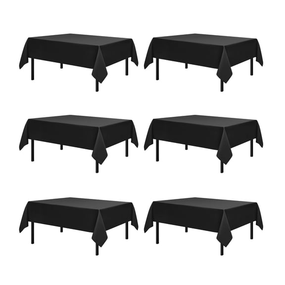 Romanstile Table Cloths 60 x 102 - Rectangle Tablecloth Resistant Washable Polyester Table Cloth, Decorative Fabric Table Cover for Dining Table, Black,6pack