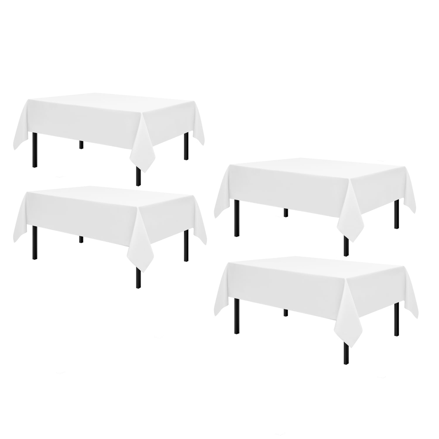 Romanstile White Tablecloths 4pcs Waterproof Tablecloth Rectangle