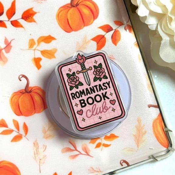 Romantasy Book Club Phone Grip, Aesthetic Pink Dagger and Rose Griptok, Bookish Fantasy Reader Phone Holder, Coquette Library Accessory, Unique Gift for Smut and Spice Readers