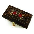 thumbnail image 1 of Romantic 22 Note Walnut Tone Double Red Rose and Heart Musical Jewelry Box - 18th Variation, 1 of 2