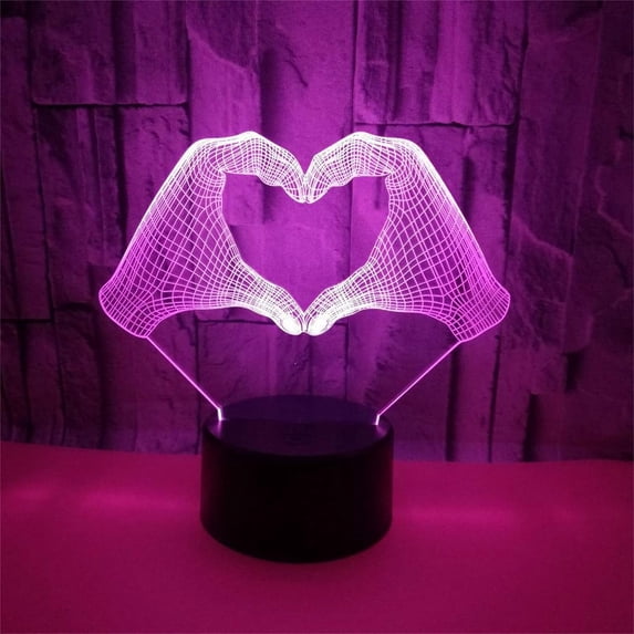 Romantic 3D Night Light Lamp, 3D Heart Lamp Heart Night Light with Touch Colors Changing Bedroom Atmosphere Decor 3D Optical Illusion Night Lamp As a Valentine's Day Gift Ideas for Girls Wife Women