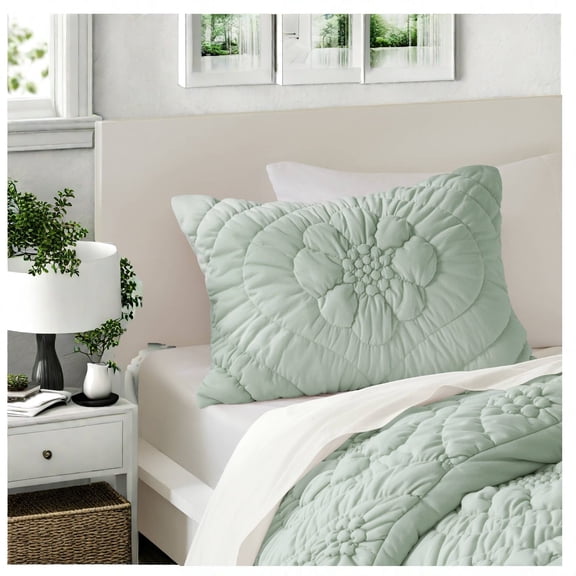 Romantic 3Piece Bedding Set Soft Jersey Knit AllSeason Comfort in Sage Green