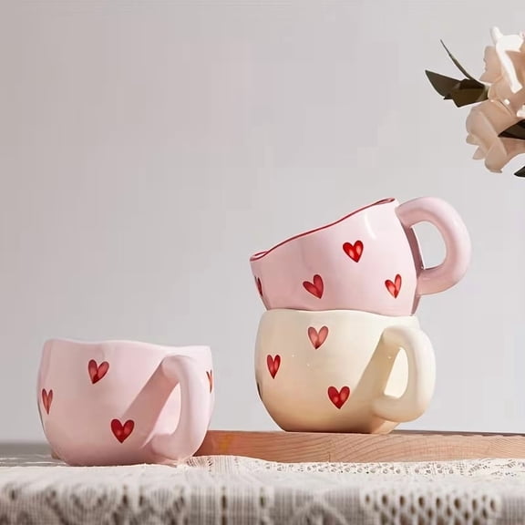 Romantic 9.5oz Love Cup Ceramic Mug for Couples Elegant Anniversary Birthday Gift for Him Her