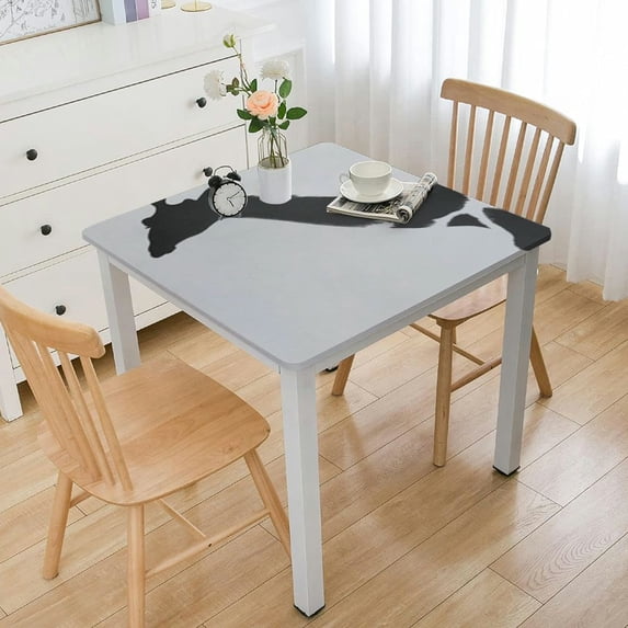Romantic Abstract Dog Cat Tablecloth Washable Wrinkle Free Table Cloths Cover Mat Lace for Parties Dining Room Kitchen Holiday Elastic Edge