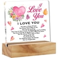 thumbnail image 1 of Romantic Acrylic Desk Sign Decoration Plaque I Love You Desk Sign Keepsake Home Bedroom Desk Decor 4x4 Inch, 1 of 6
