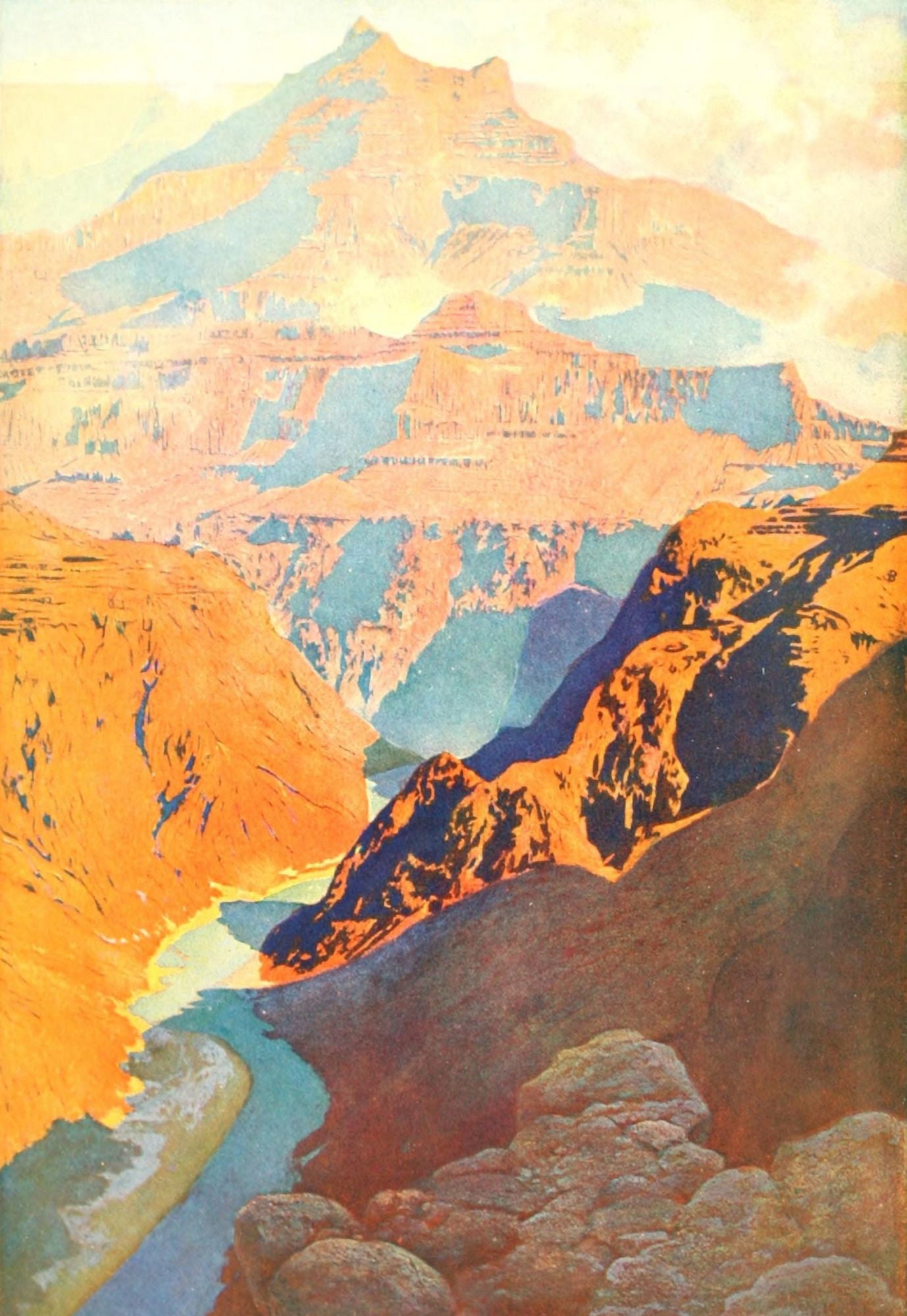Romantic America 1913 The Grand Canyon Canvas Art - Unknown (18 x 24)