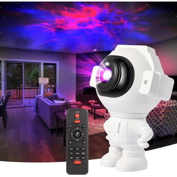 Romantic Astronaut Starry Sky Projector Lamp, Dynamic Nebula Cloud LED Night Light for Kids and Adults, Magnetic Head Space-Themed Projector for Relaxation, Unique Birthday & Holiday Gift Idea, White