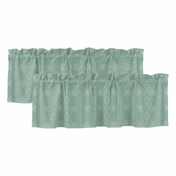 Romantic Bead Dot Flora 2 Panels Kitchen Valance, French Country Hexagon Sage Green Curtains Valances for Small Windows Rod Pocket Window Treatments for Living Room Bedroom 42" W x 12" L
