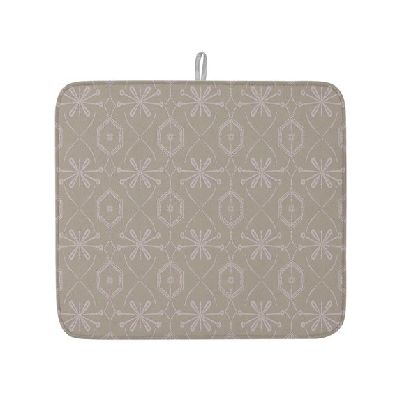 Romantic Bead Dot Flora Dish Drying Mat 16x18 inch French Country Hexagon Beige Super Absorbent Microfiber Dish Drying Pad for Kitchen Countertops Sink Dish Drainer Racks Coffee Bar Mats 1 Pack
