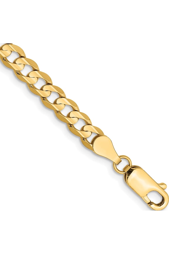 Romantic Beautiful Flawless 10K 4.5mm Open Concave Curb Chain 10K Luxe Lustrous Gorgeous