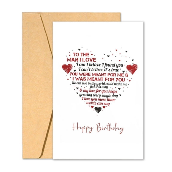 Romantic Birthday Card for Him  Heartfelt Message for the Man I Love  Envelope Included, Blank Inside  Perfect Birthday Gift for Boyfriend, Husband, Partner