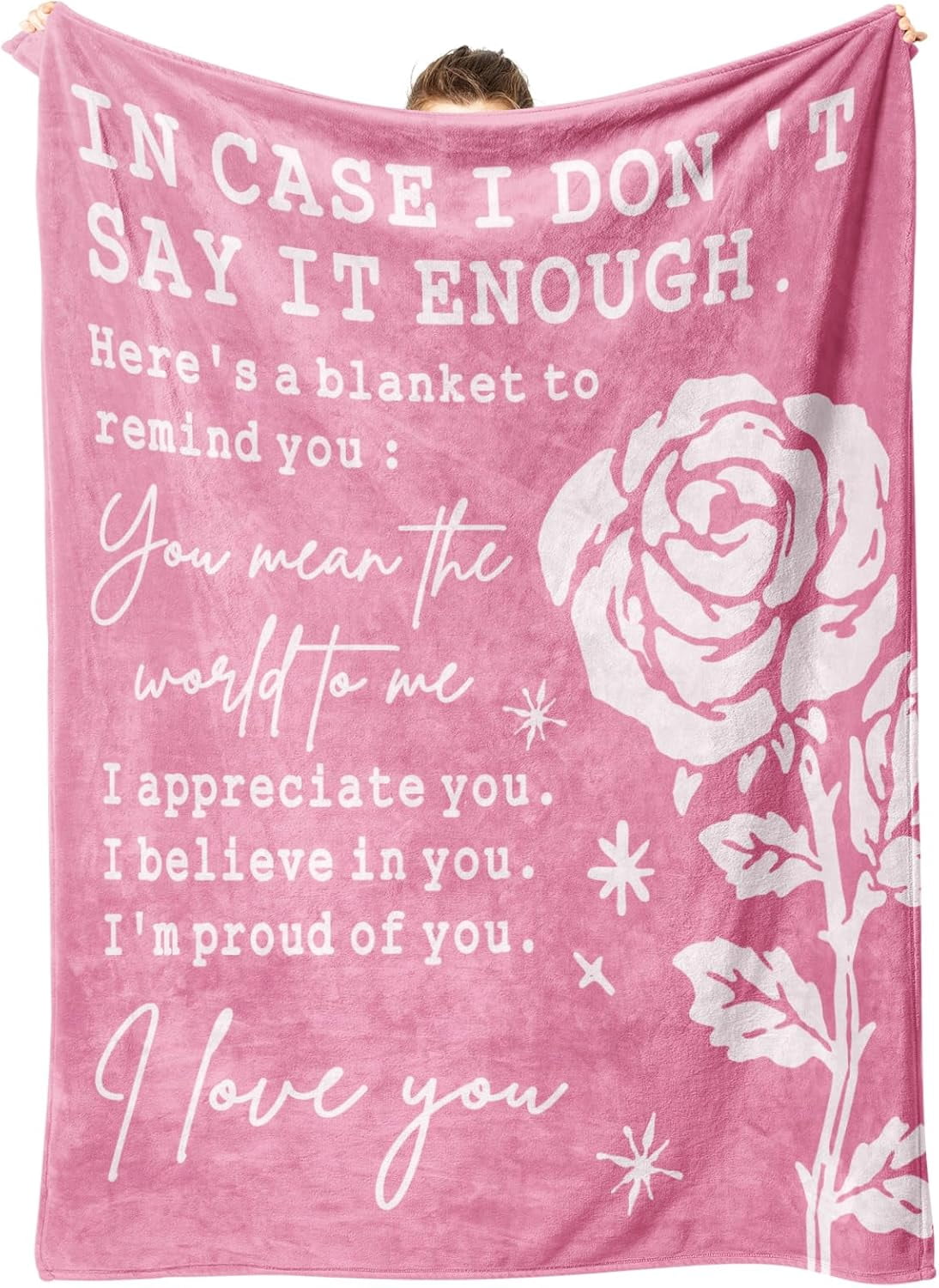 Romantic Blanket Gifts for Her, Anniversary, Christmas, Birthday Gifts for Girlfriend, Wife, Women, I Love You Gifts on Valentines Day Wedding, Throw Blanket with Rose Print 50” x 60''