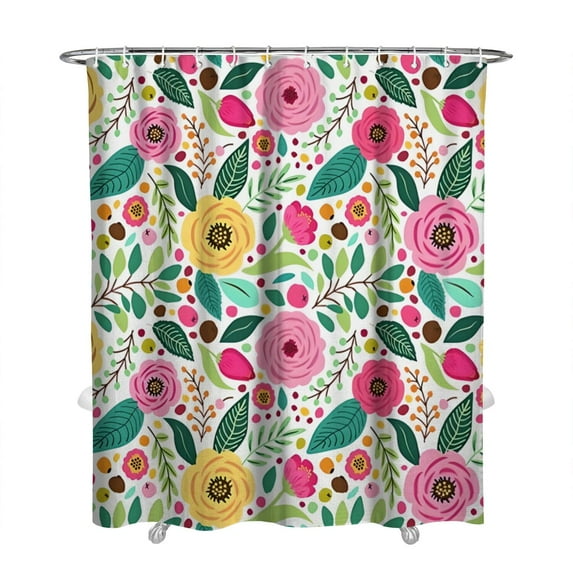 Romantic Bloom and Peony Curtain – Watercolor Botanical Aesthetic for Classic Cottage Bathroom Decor