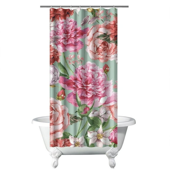 Romantic Botanical Shower Curtain - Dreamy Flowers and Foliage Arrangement, 36x72 Inches