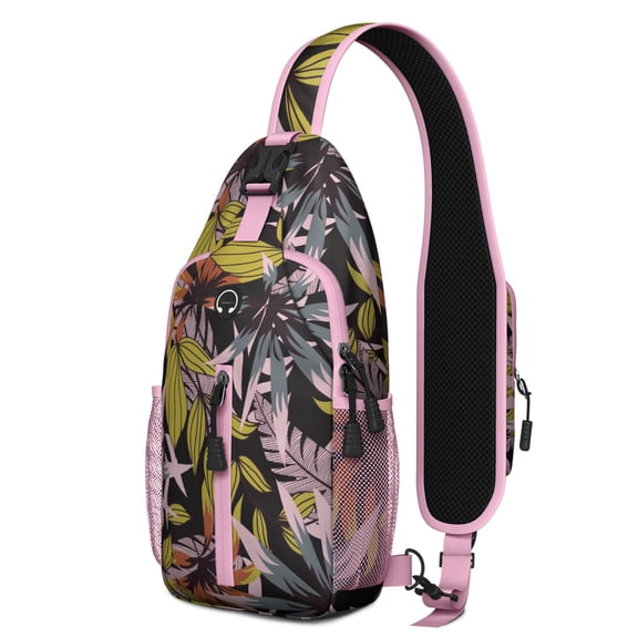 Romantic Botanical and Wildflower Crossbody Bag – Lightweight, Multi-pocket – Watercolor Tropical Flower and Leaves Design