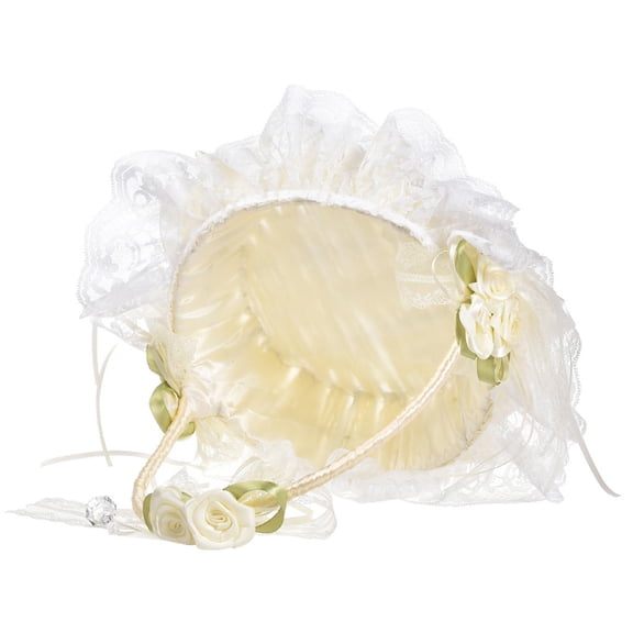 Romantic Bowknot Silk Cloth Wedding Ceremony Rose Basket White 22 Cm Decorative Flower Basket For Bridal Procession Photo Moments Reception Aisle Decor Graduation Banquet And Special Event Gifts