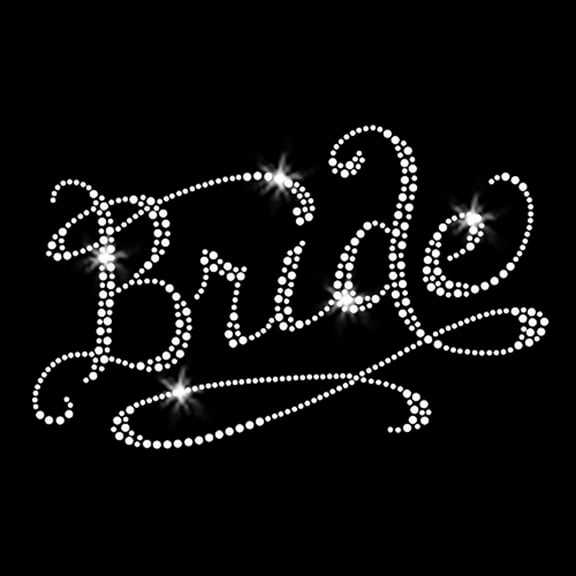 Romantic Bride Sparkly Bridal Bling Iron-on Clear Crystals Rhinestone Wedding Bachelorette Heat Transfer by JCS Rhinestones