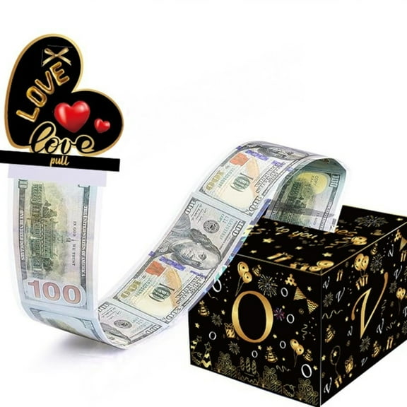 Romantic Cash Pull Box Gift, Pink Love Theme Money Surprise Box, Creative Anniversary Keepsake Gift for Couples, Boyfriend & Girlfriend, Decorative Gift Box