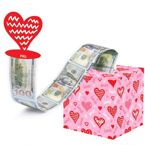 Romantic Cash Pull Box Gift, Pink Love Theme Money Surprise Box, Creative Anniversary Keepsake Gift for Couples, Boyfriend & Girlfriend, Decorative Gift Box