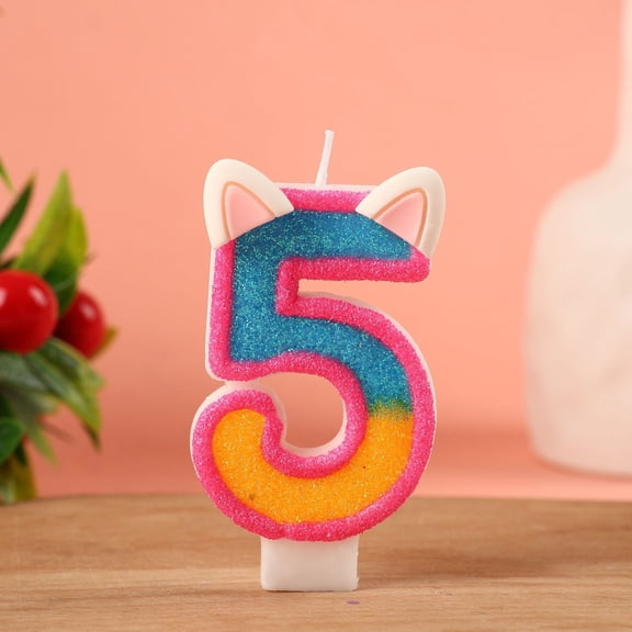 Romantic Cat Ears Digital Birthday Candles Set - Customizable 0-9 Two-Color Magic Cake Candles for All Ages