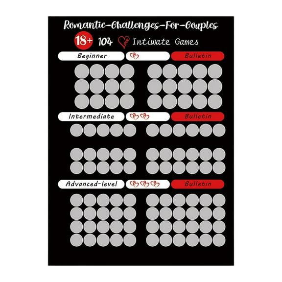 Romantic Challenges for Couples Scratch Off Poster, 104 Romantic Challenges with Beginner to Advanced Levels, Interactive Date Night Games for Relationship Building, Unique Gift for Couples