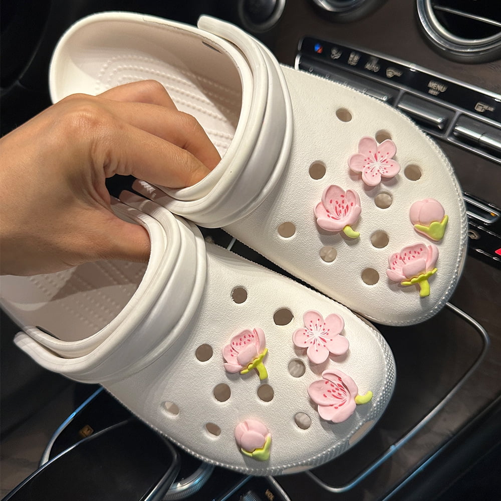 Romantic Cherry Blossom Shoe Charm DIY Shoes Buckle Decaration for Hole Shoe Charms Clogs Kids Boys Women Girls Gifts