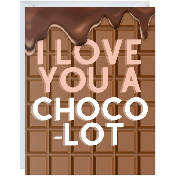 Romantic Chocolate Bar Card "I Love You A Choco-Lot" Design Blank Inside, Envelope Included Perfect for Anniversaries, Valentine's Day, Weddings, or Just Because