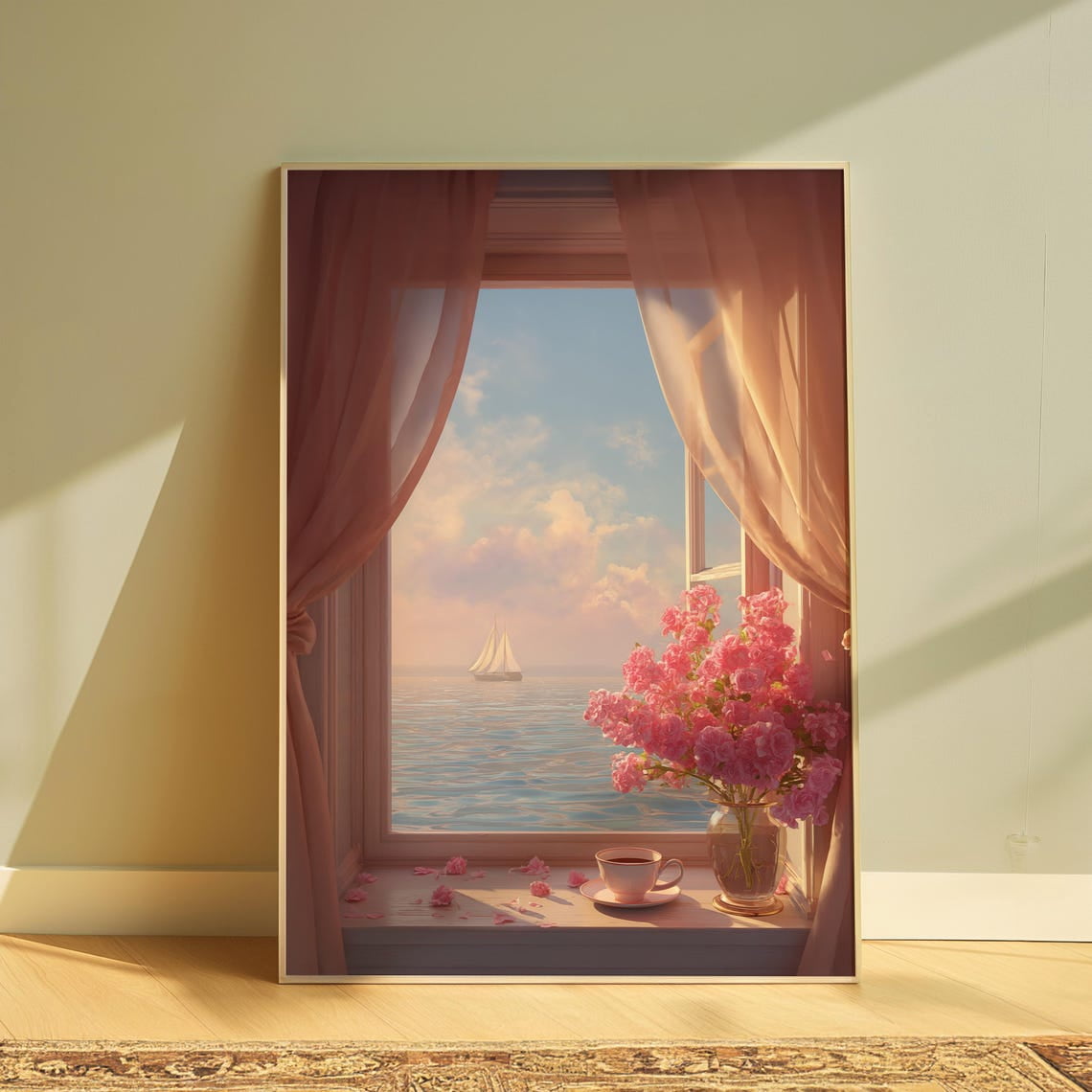 Romantic Coastal Pastel Ocean View Nautical Beach House Coffee Sea ...
