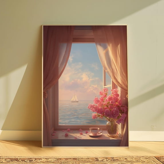 Romantic Coastal Pastel Ocean View Nautical Beach House Coffee Sea ...