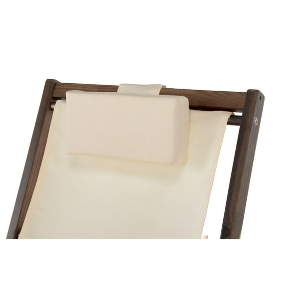 Romantic Collection Canvas Sling Chair with Cup Holder Dark Brown Frame Beige Cushion