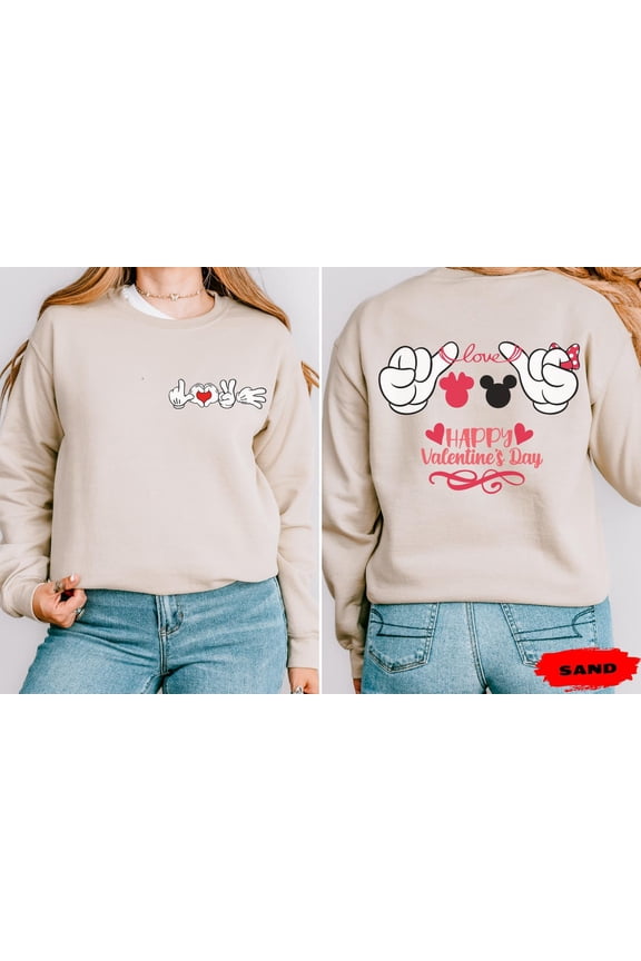 Romantic Coquette Mickey And Minnie Heart Bow Sweatshirt All size S-3XL