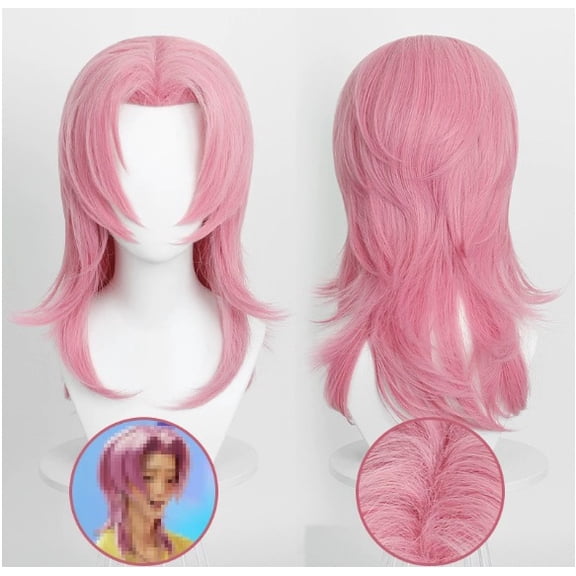 Romantic Cos pink anime wig simulated scalp top fashion styling wig