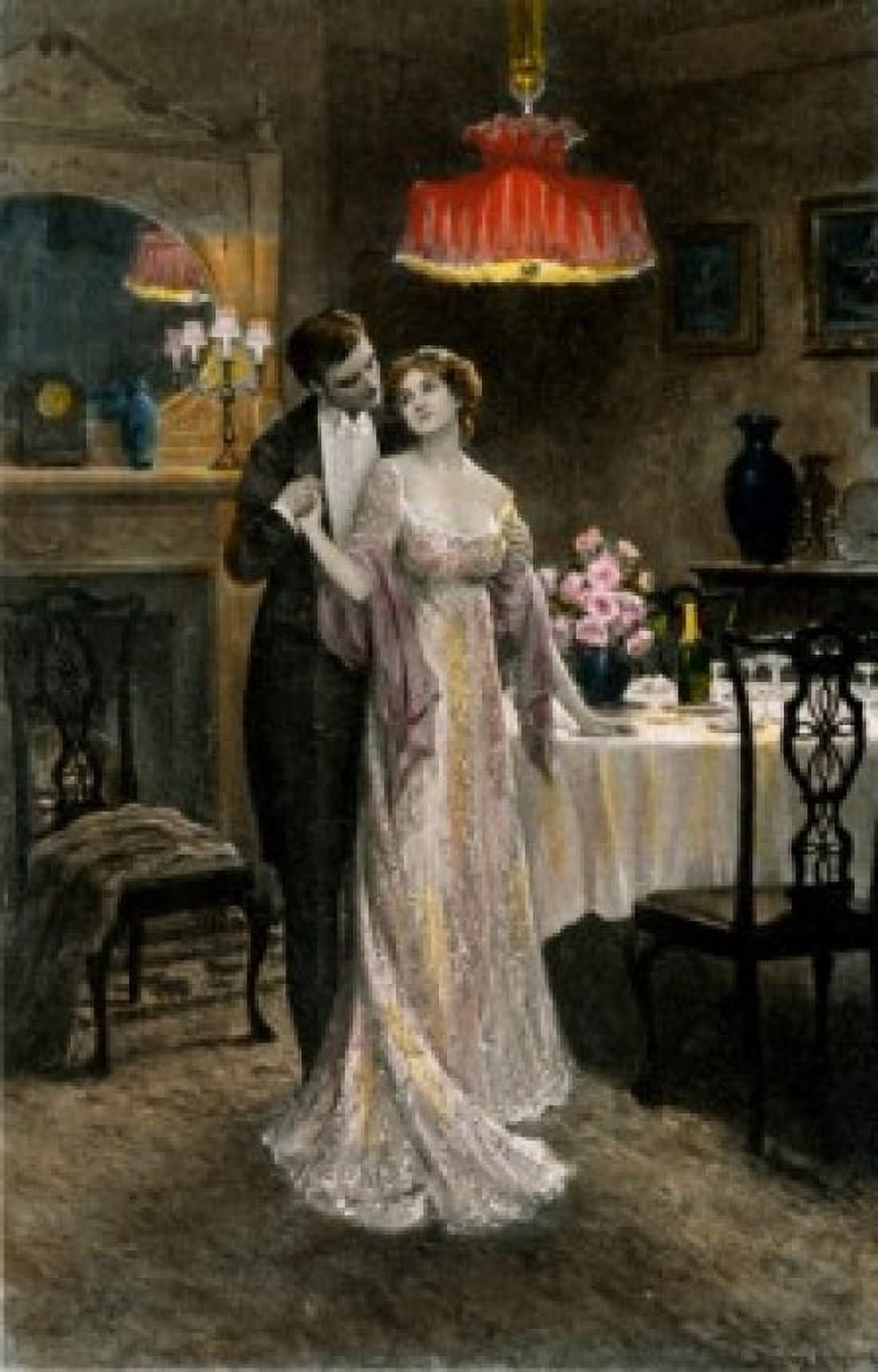 Romantic Couple About To Dine Nostalgia Cards Canvas Art - (18 x 24)