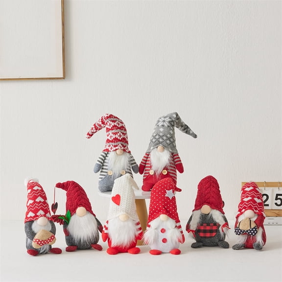 Romantic Couple Doll Ornament Set - Adorable Knitted Red Hat Rudolph Dolls, Festive Home Decor for Living Room, Perfect Gift for Couple Lover, Cute Valentine’s Day Accent & Present, 12.6in, B