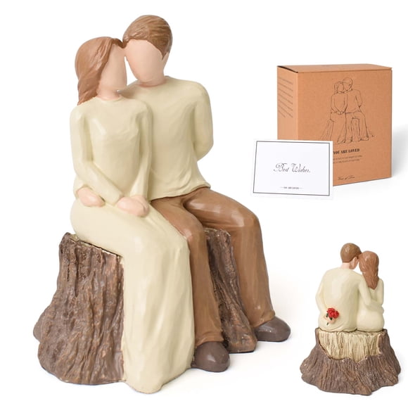 Romantic Couple Figurine - Hand-Painted Resin Statue, Anniversary & Valentine's Gift, Wedding Keepsake, 4.6x5.5"