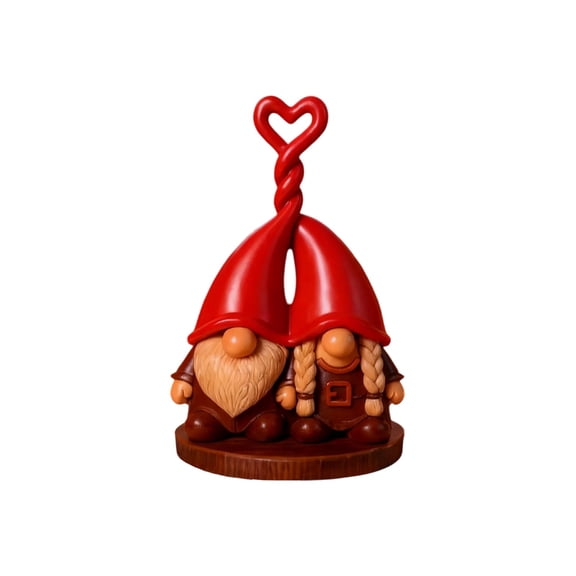 Romantic Couple Gnome Resin Figurine – Heart-Shaped Garden Statue, Cute Couple Gnome Sculpture for Home Decor, Indoor Outdoor Display, Tabletop Ornament, Love Theme Decorative Gift