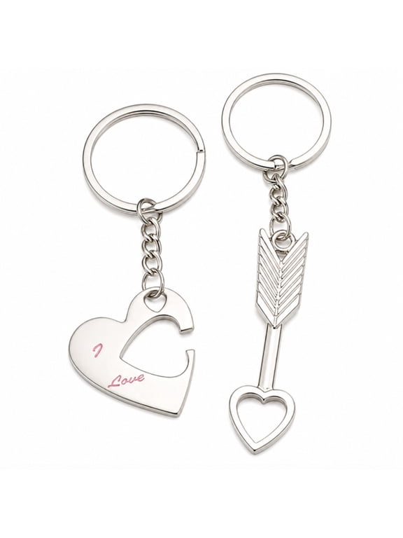 Heart Keychain Set, Couple Keyring Set for Boyfriend, Girlfriend, Anniversary and Birthday Gifts, TIKA