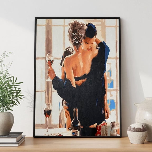 Romantic Couple Intimate Wine Cozy Aesthetic Decor Unframed Paper Print