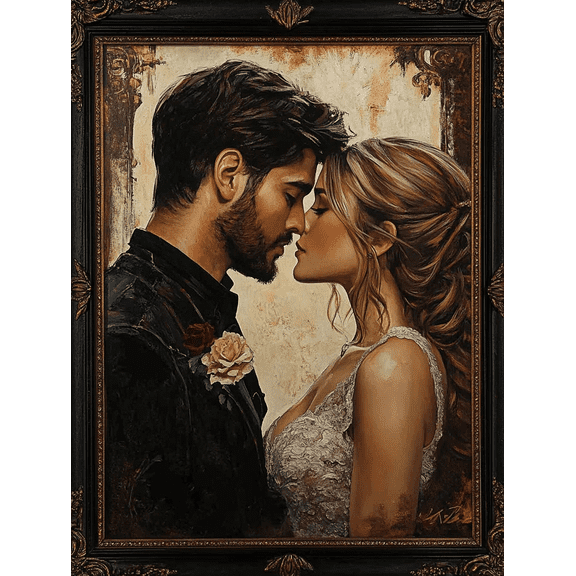 Romantic Couple Kissing Decorative Painting/Canvas Art Ideal for Living Room Bedroom Dining RoomWedding Decor Anniversary Gift Dating Room Valentine's Day.