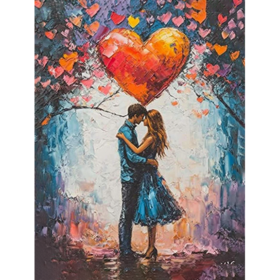 Romantic Couple Love Heart Canvas Painting Perfect for Bedroom Living Room Dining Room Hallway and Office Decoration.