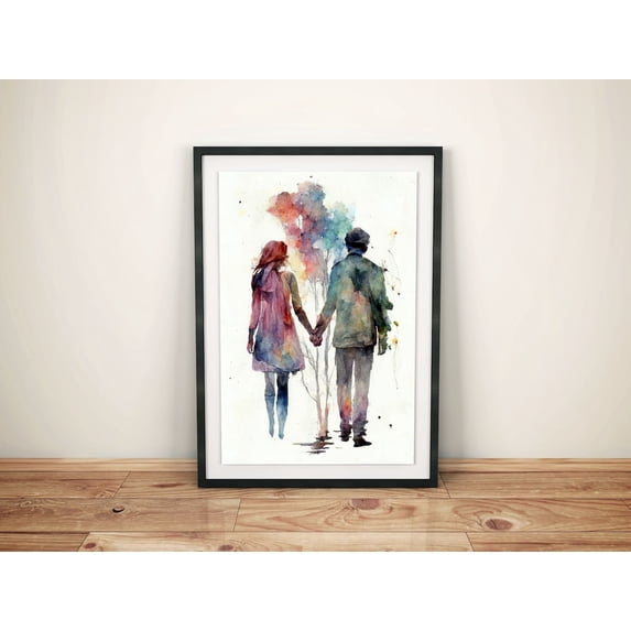 Pictrer Romantic Couple Picture Wall Art Prints, Colorful Illustration Hand ...
