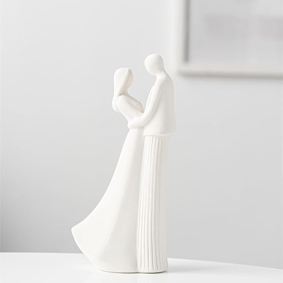 Romantic Couple Sculpture,Hugging Couple Ceramics Statues,Home Decor Modern Romantic Love Statue,for Office Bookshelf Desktop Decorations.Gifts. (White)