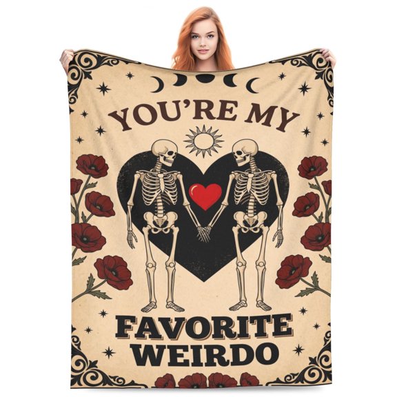 Romantic Couple Throw Blanket, I Love You Graphic Pattern, Cozy Soft Plush Flannel Throw Blanket for Bedroom Living Room Couch Sofa 50x40